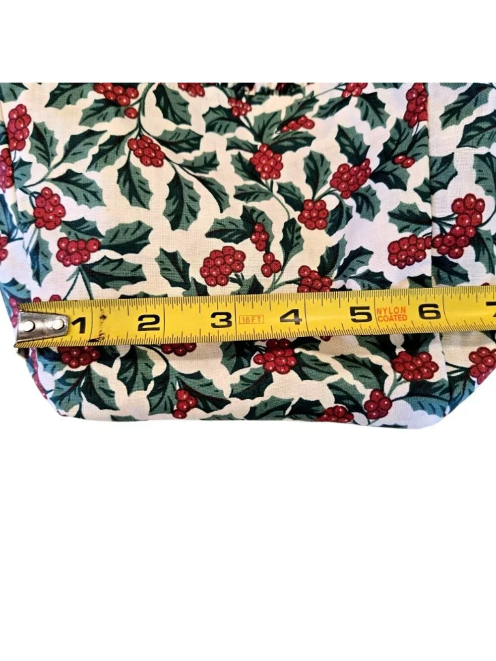 Longaberger Traditional Holly Christmas 100% Cotton Square Fabric Basket Liner